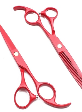 紫龙红色9cr理发剪o刀发廊专用平剪牙剪美发剪子工具刘海打薄套装