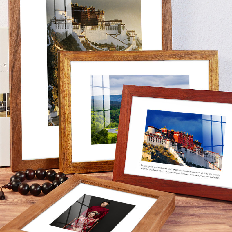 黑胡桃纯实木相框摆台5 6 7 8 10寸12加洗全家福中式X照片洗印冲