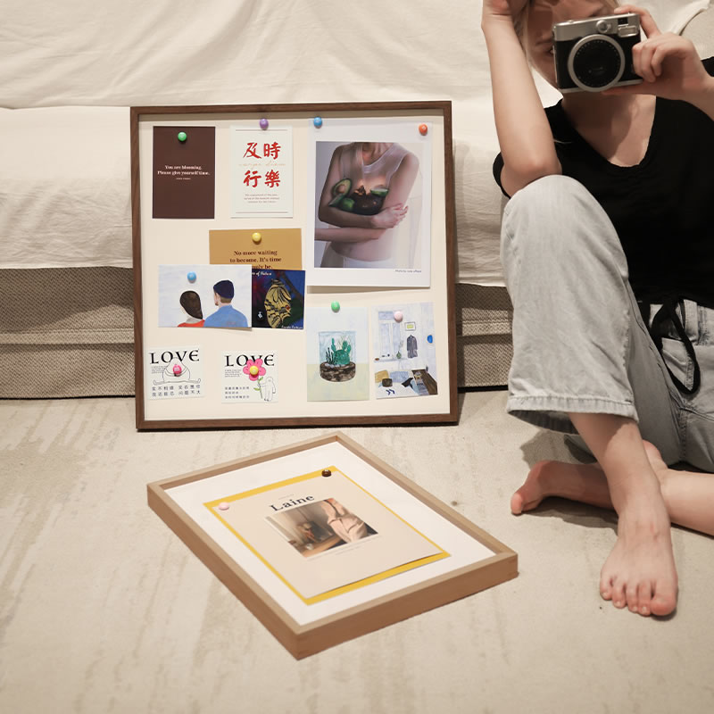 diy实木相框磁吸创意挂墙照w片展示海报框定制情侣相片框a4装裱框