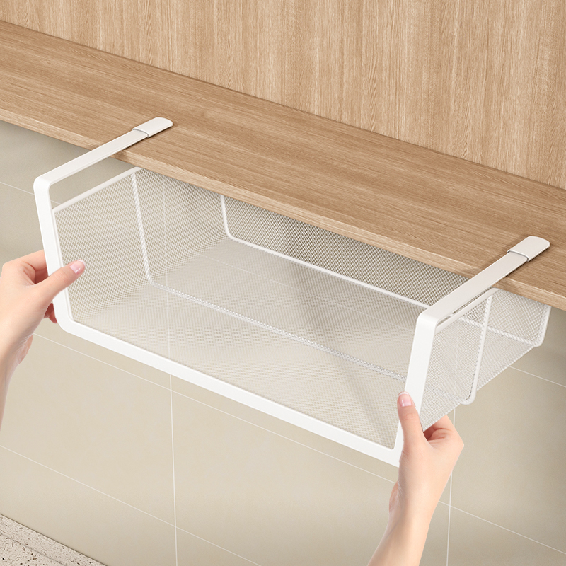 厨房置物架家用收纳橱柜下挂架吊柜挂F篮多功能保鲜膜纸巾调料架