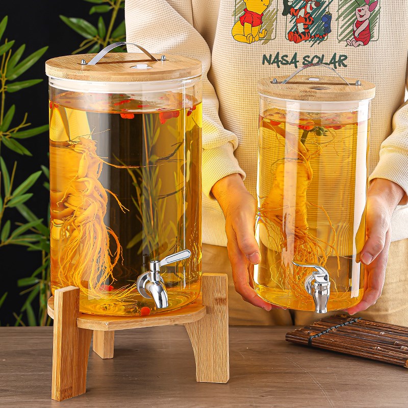 泡酒玻璃瓶带龙头高档密封大容量高硼硅人参鹿Q茸养生药酒酒坛酒