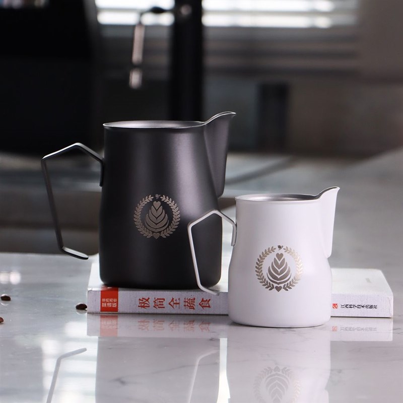 长嘴意式咖e啡打奶缸不锈钢大肚拉花缸鹤嘴拉花杯奶泡杯特氟龙