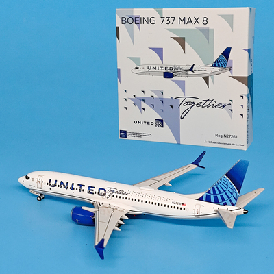 NG1:400美国联合航空波音B737-MAX8客机N27255合金飞机模型摆件