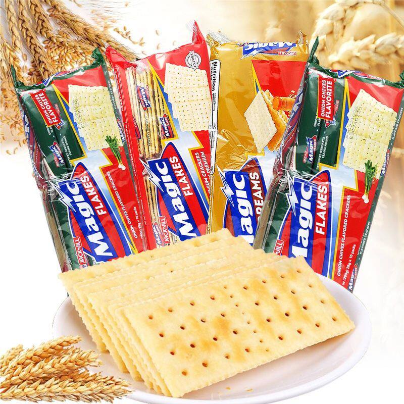 菲律宾进口食品 珍珍麦吉香葱原味苏打饼干 奶油代餐零食梳打碱性