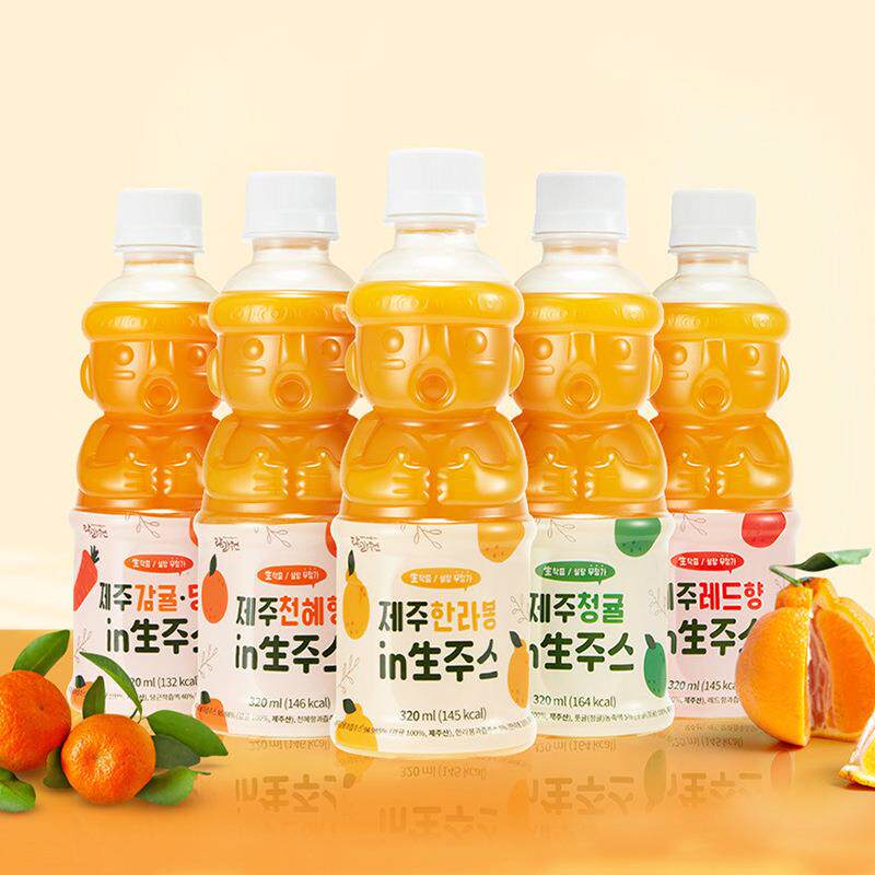 韩国原装进口济州岛特产石头老人柑橘果汁饮料99%果汁含量橙汁