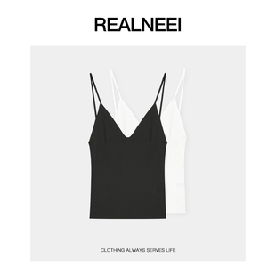 REALNEEI 吊带背心上衣22475 优雅吊带 极简桑蚕丝缎面透气薄款