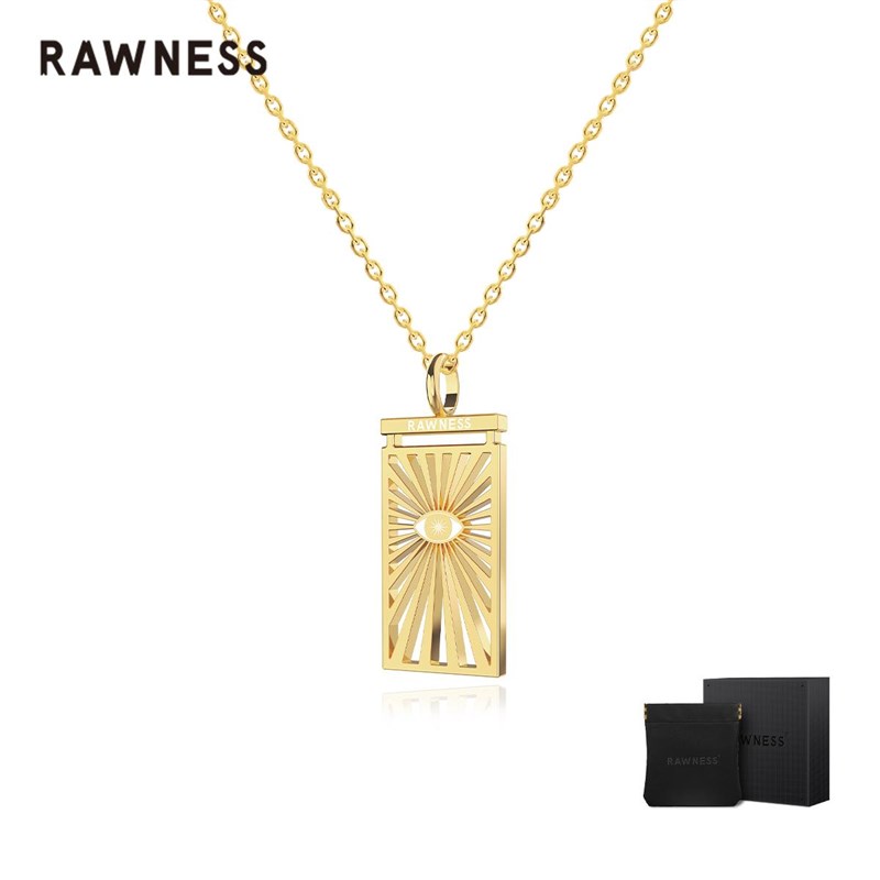 RAWNESS 太阳之眼 男女项链同款 镶钻镀18k金吊坠 男女长款毛衣链