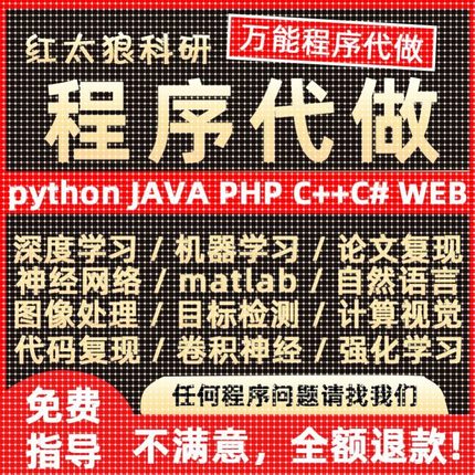 python代编程序机器深度学习代做C#C++C语言php代码定制程序java