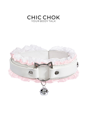 CHICCHOK猫咪蕾丝项圈原创真皮情侣颈圈调教颈带女颈环choker定制