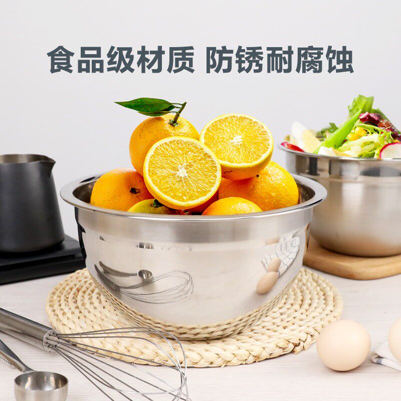 加深防溅打蛋盆烘焙容器厨房搅拌蛋清奶泡机奶油碗不锈钢水果盘微