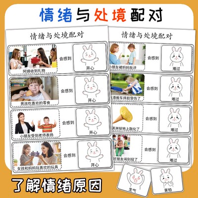 情绪表情与处境配对幼儿园换位思考益智教具卡片区域材料发育迟缓