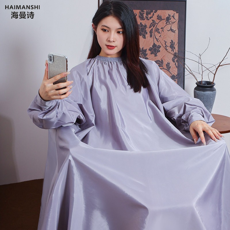 理围布不沾发发廊专用剪头发围布有袖高档美发围布理店潮定制