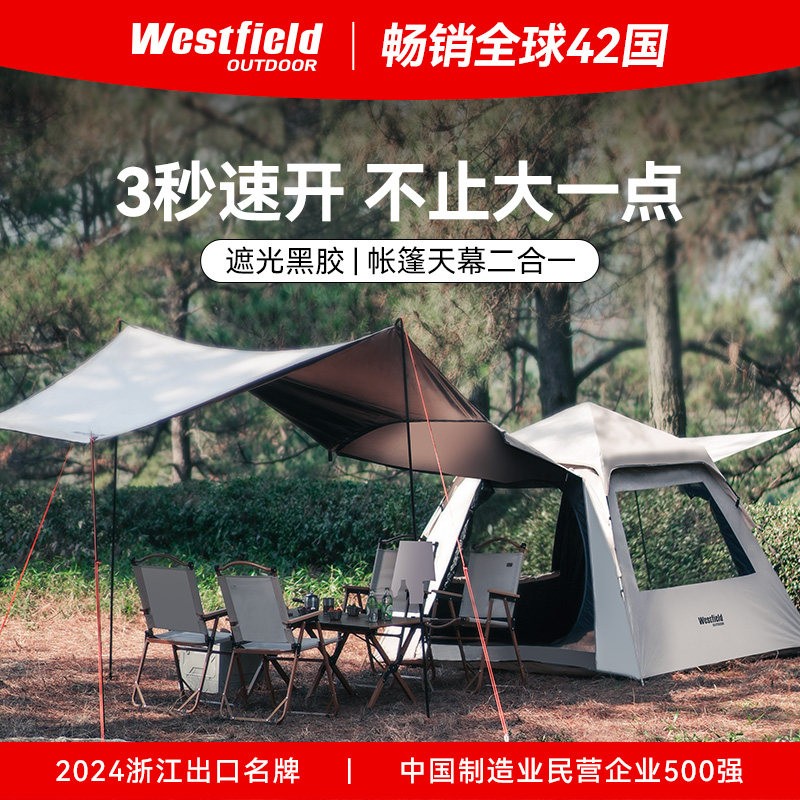 我飞帐篷户外摺叠可携式二合一天幕过夜防雨加厚黑胶露营装备全套