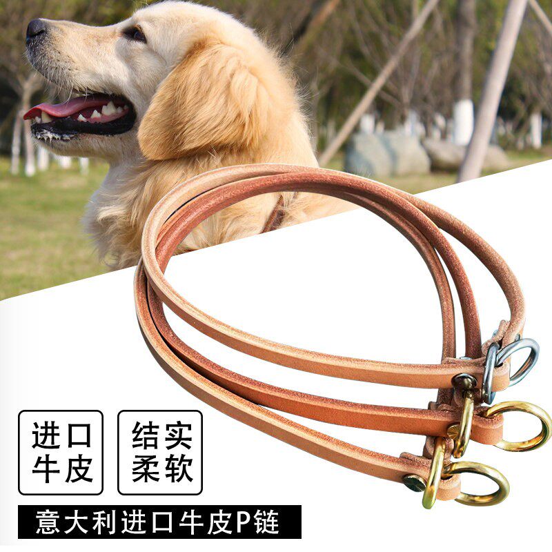 意大利进口牛皮p链专业赛级训犬狗项圈防爆冲狗脖链真皮大狗脖套