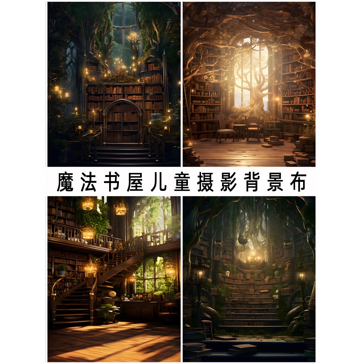 新款仿真魔法书屋拍照背景布家用室内装饰拍照自拍摄影数码写真布