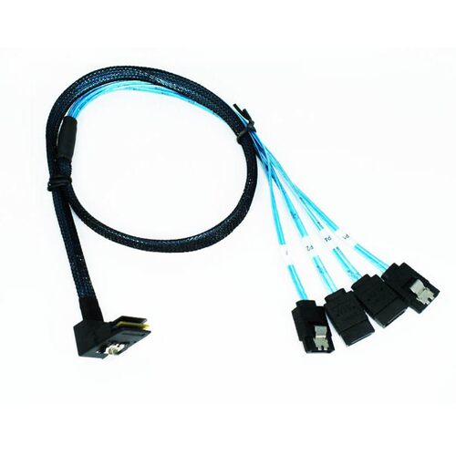 全新1分4Mini sas线直角弯头SFF8087转4SATA硬盘数据线90度1米