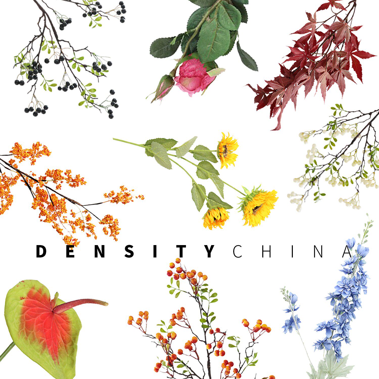 密度家居美式田园秋色果子蕙兰仿真花花艺摆设插花配花假花餐桌花