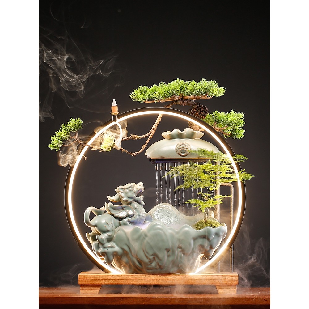 招财貔貅流水摆件倒流香炉创意中式家居办公店铺前台装饰开业礼品