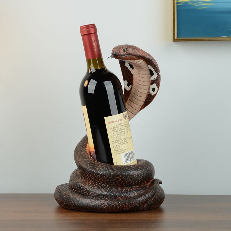 眼镜蛇红酒架摆件欧式轻奢高档客厅电视柜酒柜红酒瓶摆放架装饰品