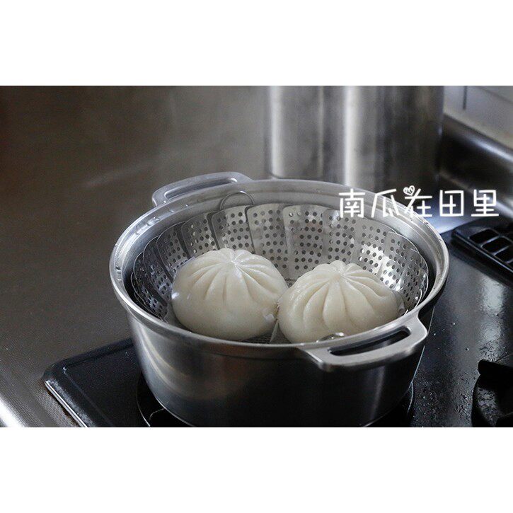 现货日本进口不锈钢可收缩蒸格笼网屉架蒸盘家用隔水蒸包子馒头