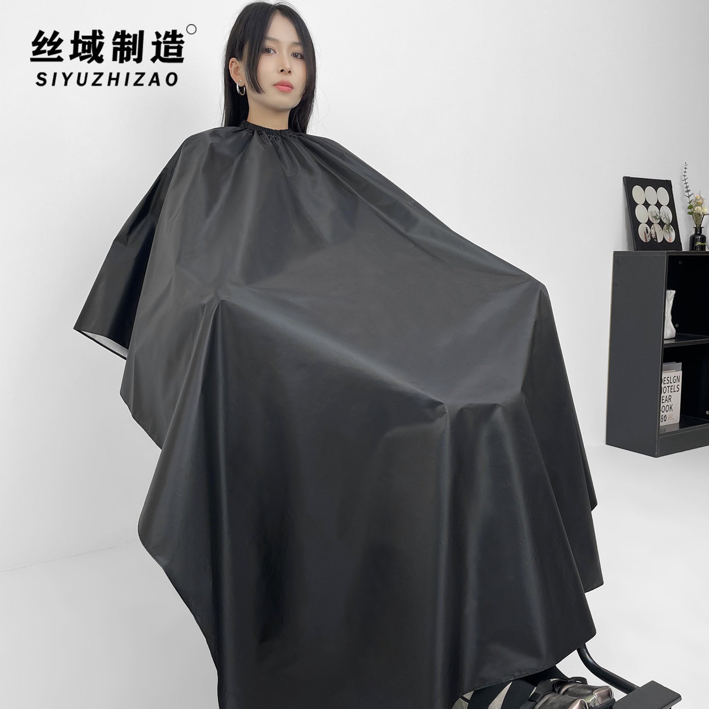 理店专业美发焗油烫染头发围布发廊专用加厚黑色防水披肩围布