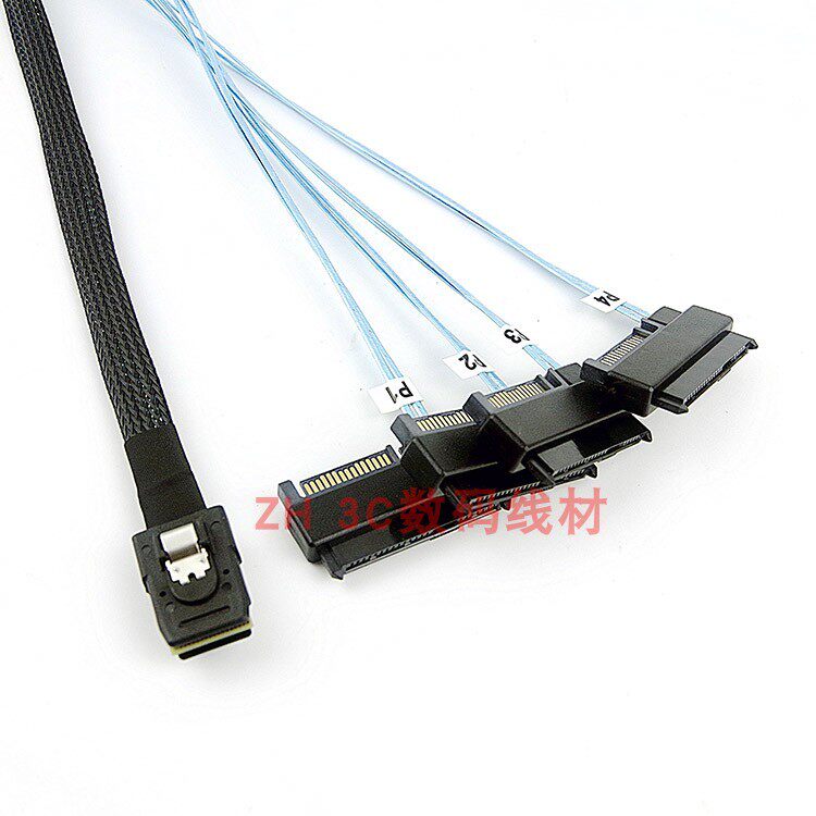 全新Mini SAS线SFF8087转29P 4SAS 8482 SATA 1拖4带15P SATA电源