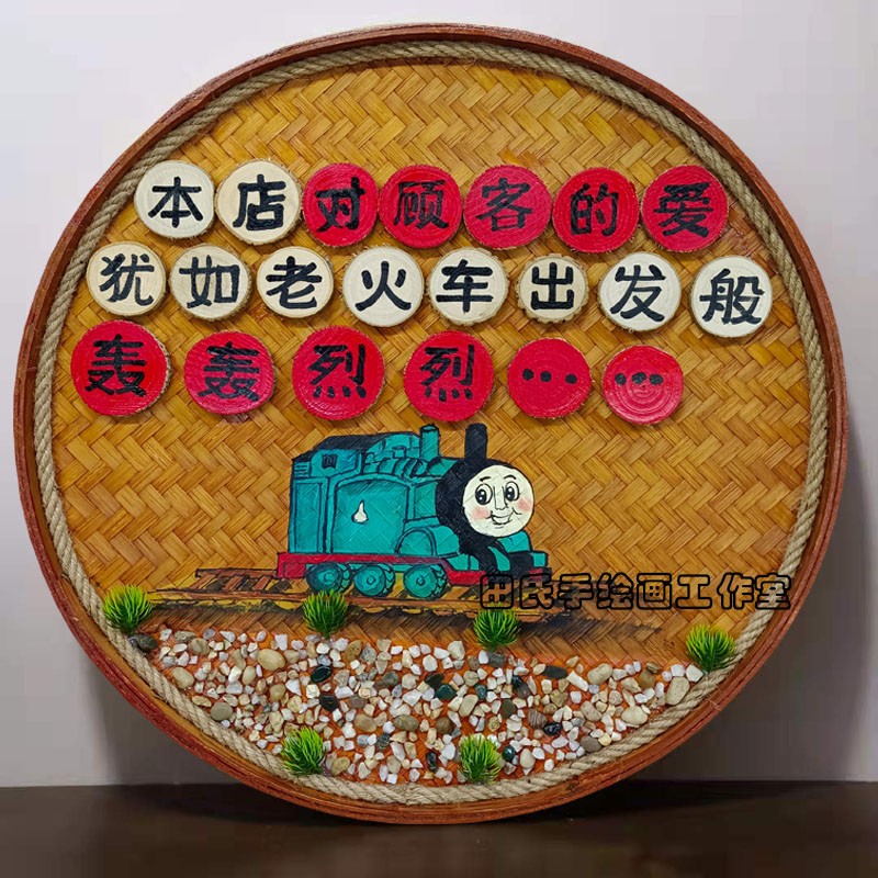 手绘竹编挂画复古怀旧墙面装饰挂件餐饮创意墙壁挂饰特色墙饰壁饰
