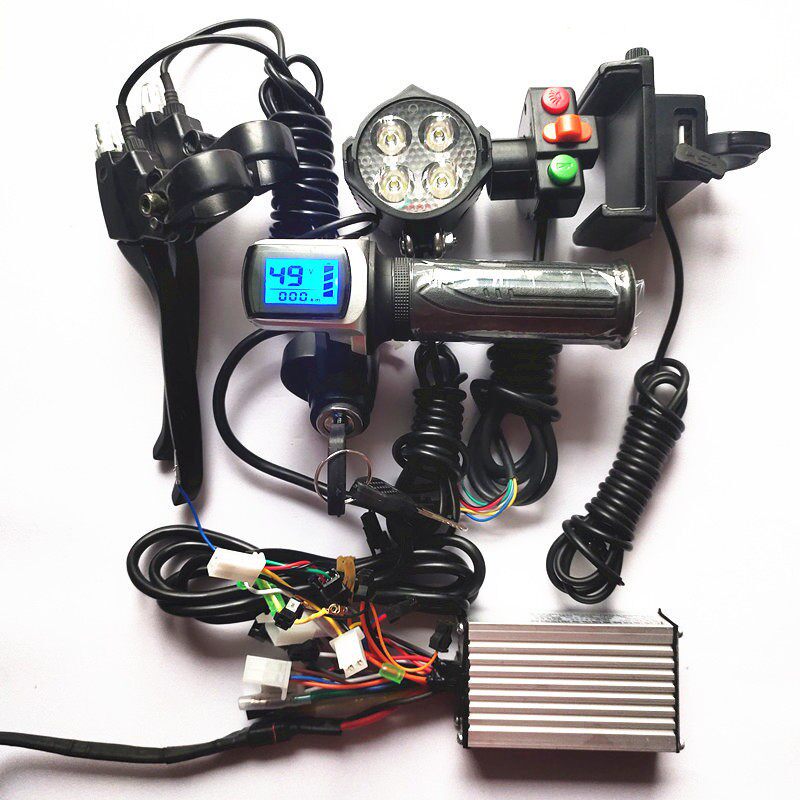 锂电动自行车改装零配件48V36伏250W350瓦无刷控制器车灯转把套件