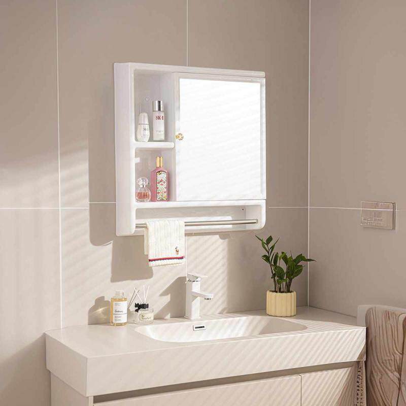 浴室镜柜单独挂墙式塑料卫生间镜子收纳一体梳妆台置物架厕所挂镜