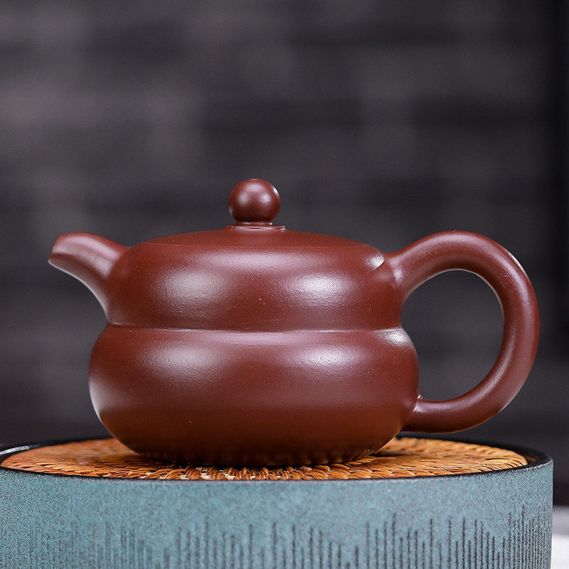 宜兴紫砂壶纯手工茶壶茶具套装原矿紫朱泥葫芦180毫升