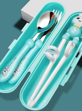 儿童筷子训练筷3岁宝宝勺子不锈钢叉子幼儿学习筷6Goryeobaby家用