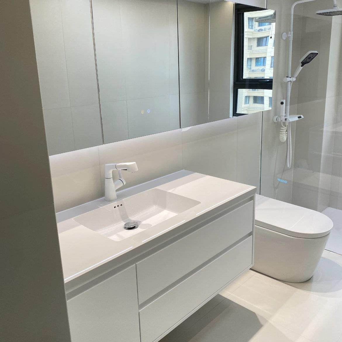 奶油风实木双抽马桶侧边柜陶瓷一体浴室柜洗手脸盆卫生间洗漱组合,家装主材,浴室柜组合,淘宝优惠券,粉丝福利购,淘宝优惠卷