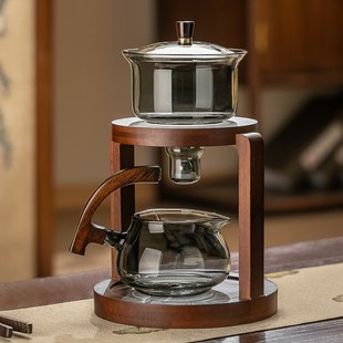 家用办公室高档S功夫茶杯懒人神 高端自动泡茶器磁吸玻璃茶具套装