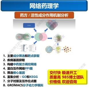 网络药理学/中药复方/GO KEGG富集/PPI网络/Cytoscape/分子对接