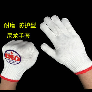 耐磨修车加油 尼龙手套 加厚棉k线 丝线劳保手套 纯丝涤纶手套