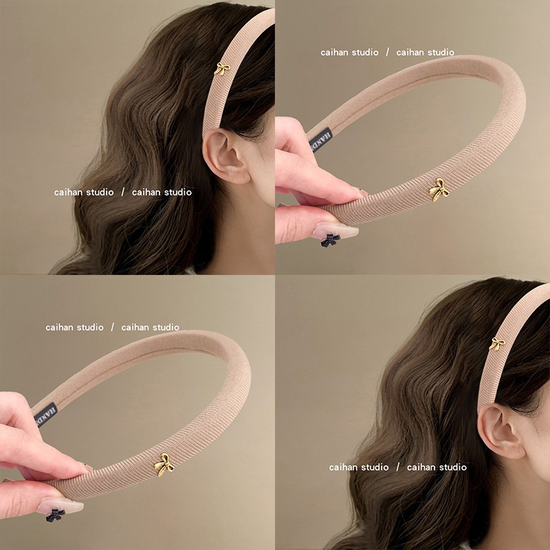 肉桂杏仁咖~立体小蝴蝶结发箍女韩系百搭高级感压发头箍旅行头饰
