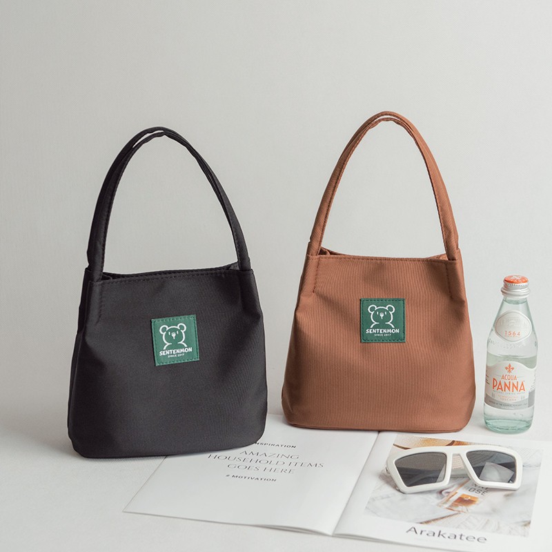 水桶手提小包女2024新款涤纶帆布包简约迷你化妆包时尚手拎小布包