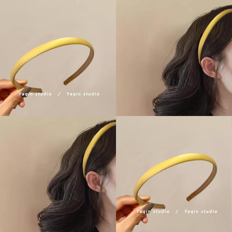 活泼黄色!黄色缎面细款发箍!短发复古法式仙气简约发卡头饰女夏