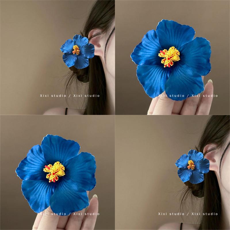 海边代表!氛围感扶桑花发夹!度假风刘海夹前额边夹盘发器碎发夹