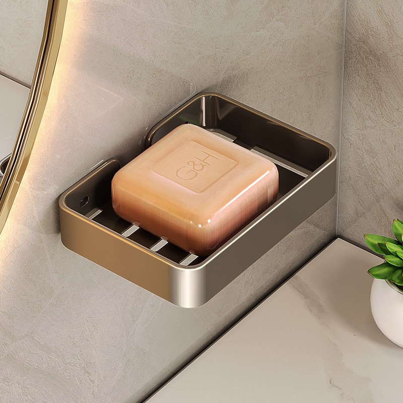 枪灰肥皂盒 不锈钢肥皂架壁挂卫生间免打孔放香皂架子置物架挂墙