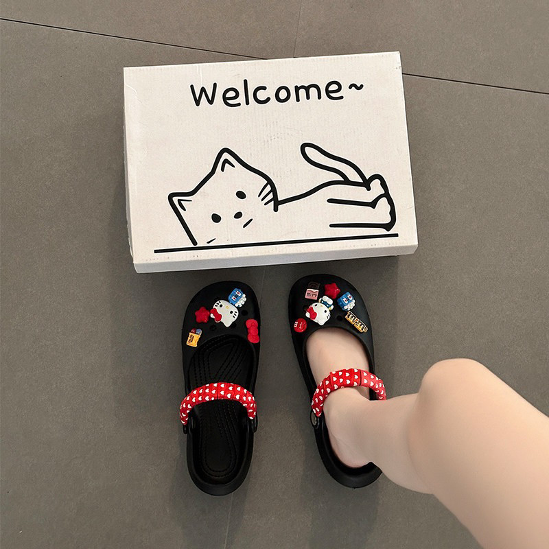 hello Kitty洞洞鞋外穿夏季新款时尚休闲两穿防滑超软厚底