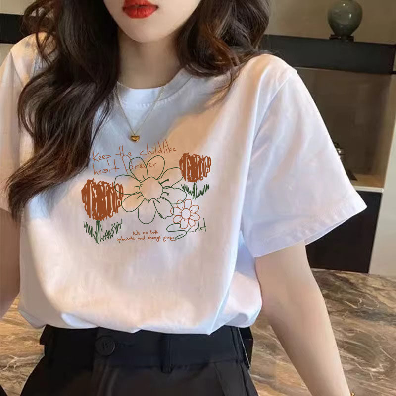 白色纯棉短袖t恤女2026年新款春秋装夏季复古港味chic打底衫上衣