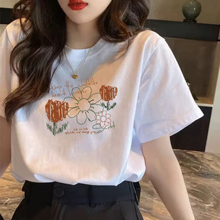 白色纯棉短袖t恤女2026年新款春秋装夏季复古港味chic打底衫上衣