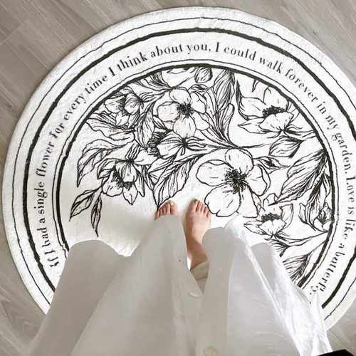 Qoo10圆形客厅地毯地毯卧室门口羊绒浴室进门地垫ins加厚防滑简约