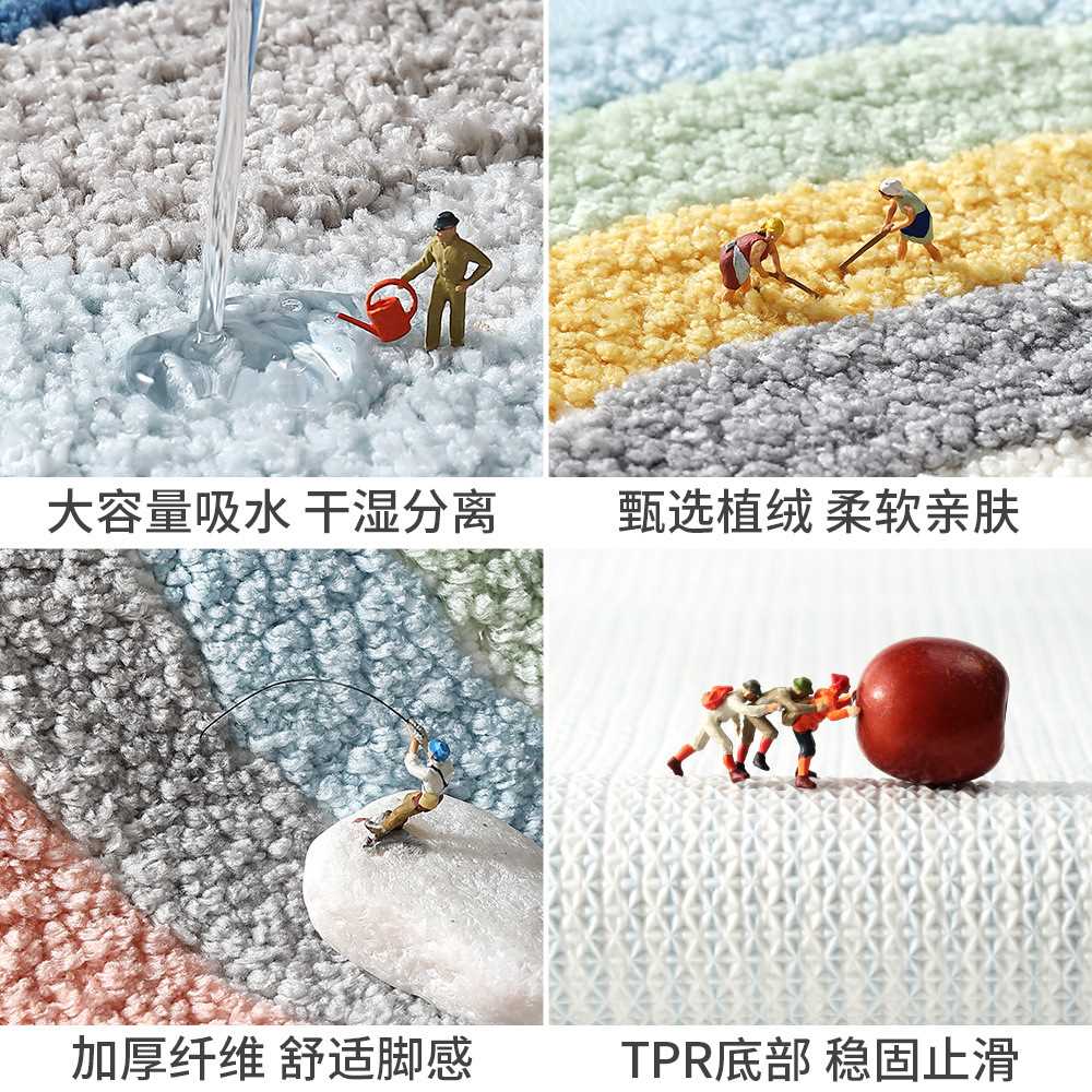 新加坡北欧地垫门口入户门卫生间ins强垫地毯浴室厕所垫子简约吸