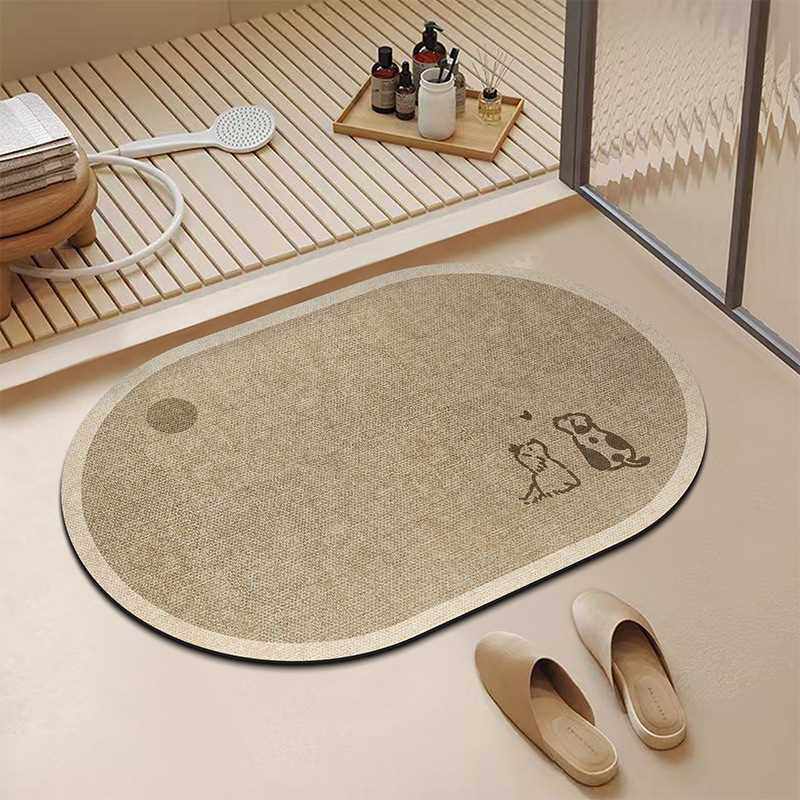 GittiGidiyor侘寂风硅藻家用门口吸水泥地防滑垫浴室耐脏脚垫垫卫