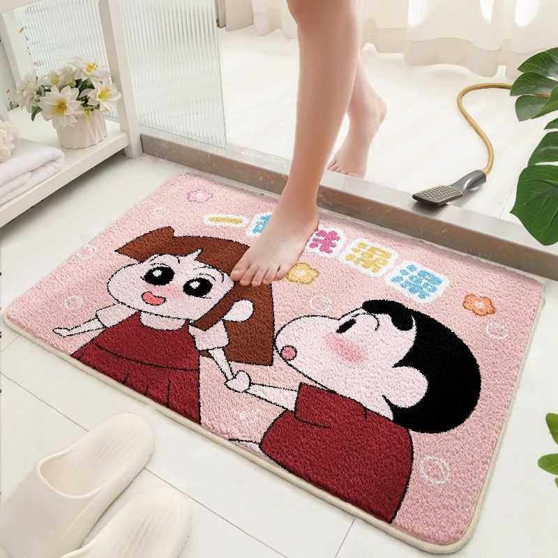 菲律宾浴室卫生间耐脏羊绒进门卡通防滑垫脚垫吸水蜡笔小新地垫腳