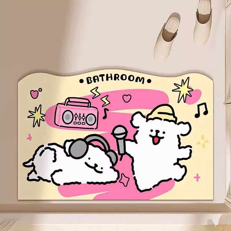 西班牙卡通防滑门口垫浴室耐磨硅藻卫生间可爱家用耐脏地垫泥地脚