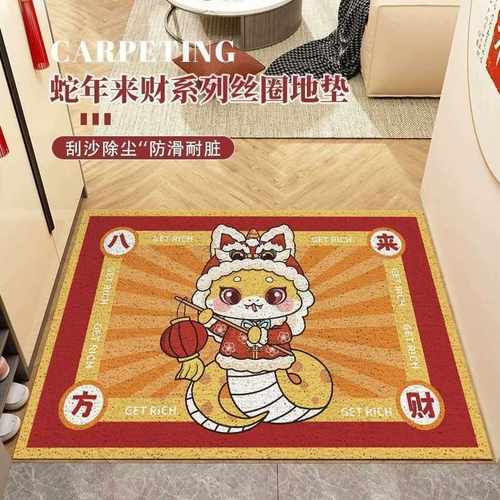 HipVan玄关2025丝圈脚垫地垫进门年可垫裁剪家用防滑蛇新年入户喜