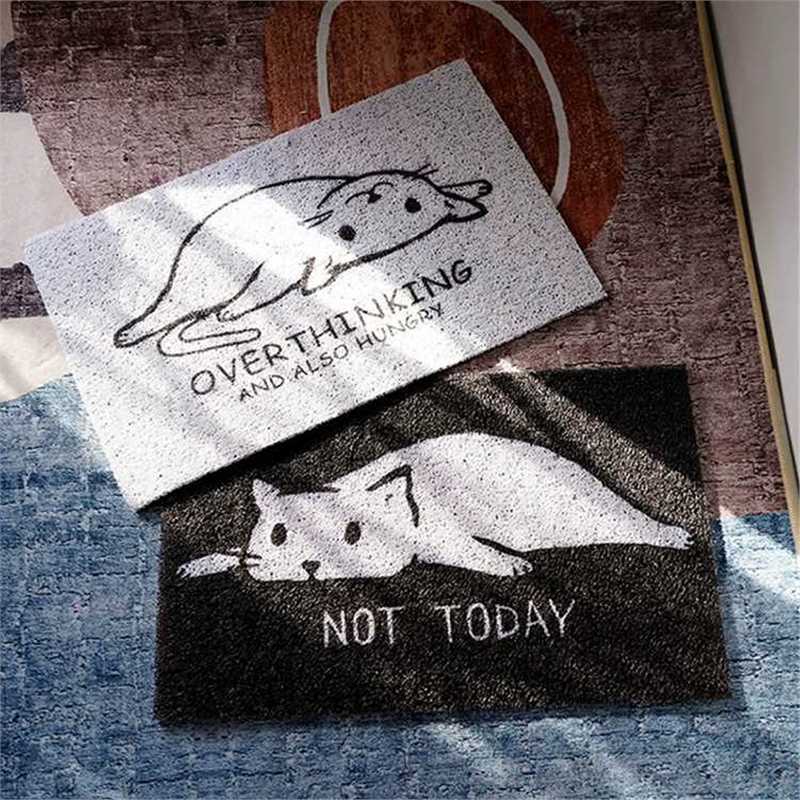 泰国家用刮泥卡通随意小猫入户易清洗地垫丝圈跨境裁剪防滑可进门